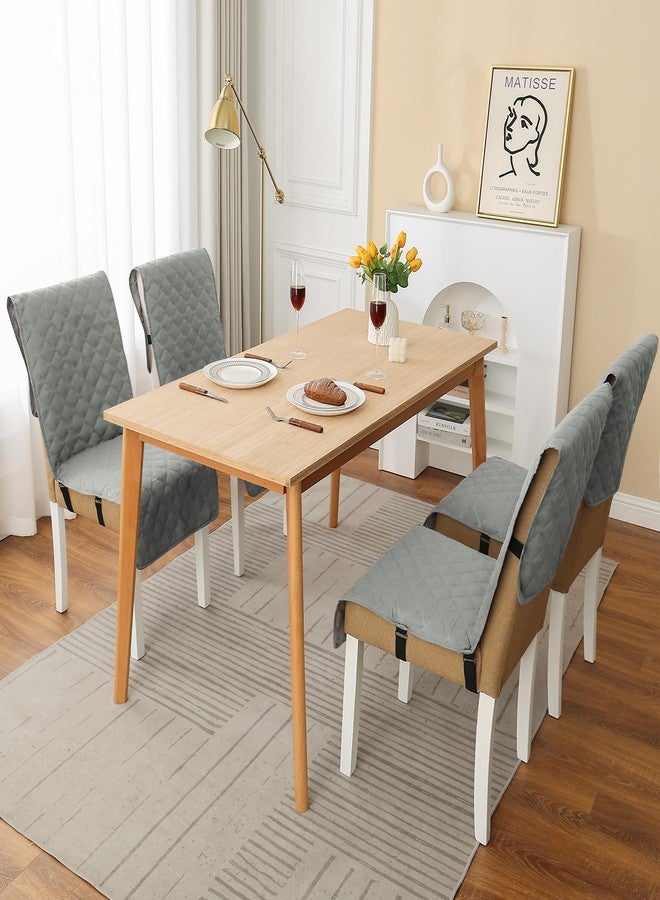 Yonus Waterproof Dining Chair Cover Office Chair Cover Water Resistant Dining Room Chair Cover Kitchen Chair Slipcover Computer Chair Cover with Anti-Slip Buckle (Light Grey, 1PCS) - Image 2
